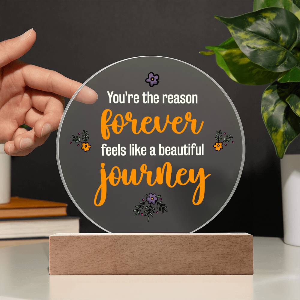 Printed Circle Acrylic Plaque Forever Journey