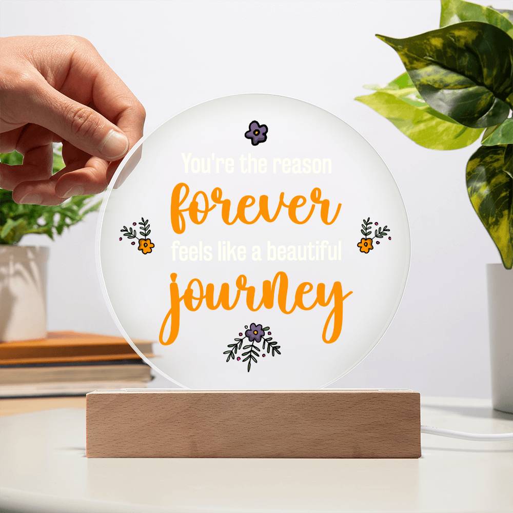 Printed Circle Acrylic Plaque Forever Journey