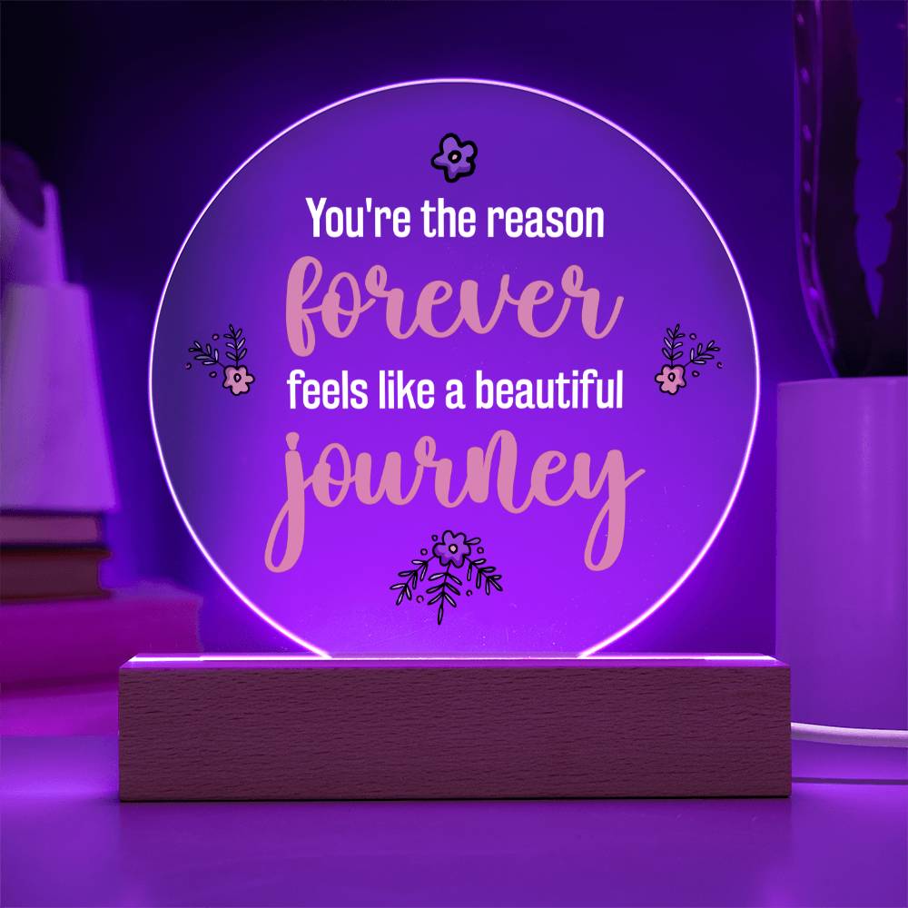 Printed Circle Acrylic Plaque Forever Journey