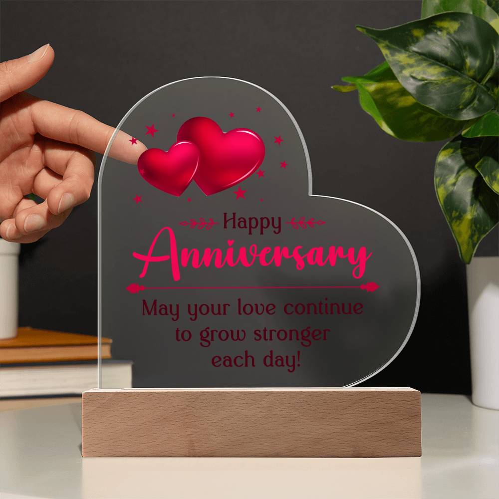 Acrylic Heart Plaque Happy Anniversary