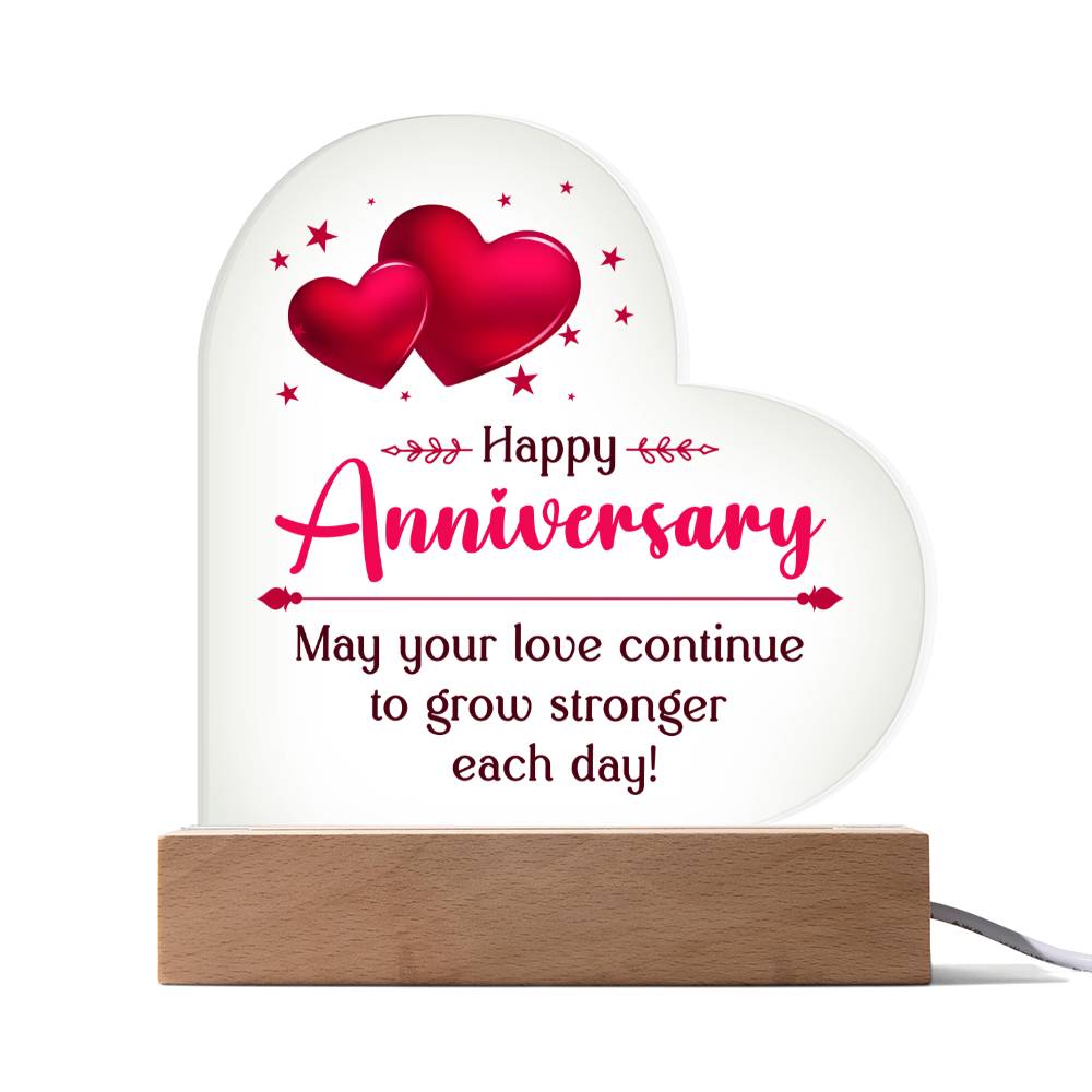 Acrylic Heart Plaque Happy Anniversary