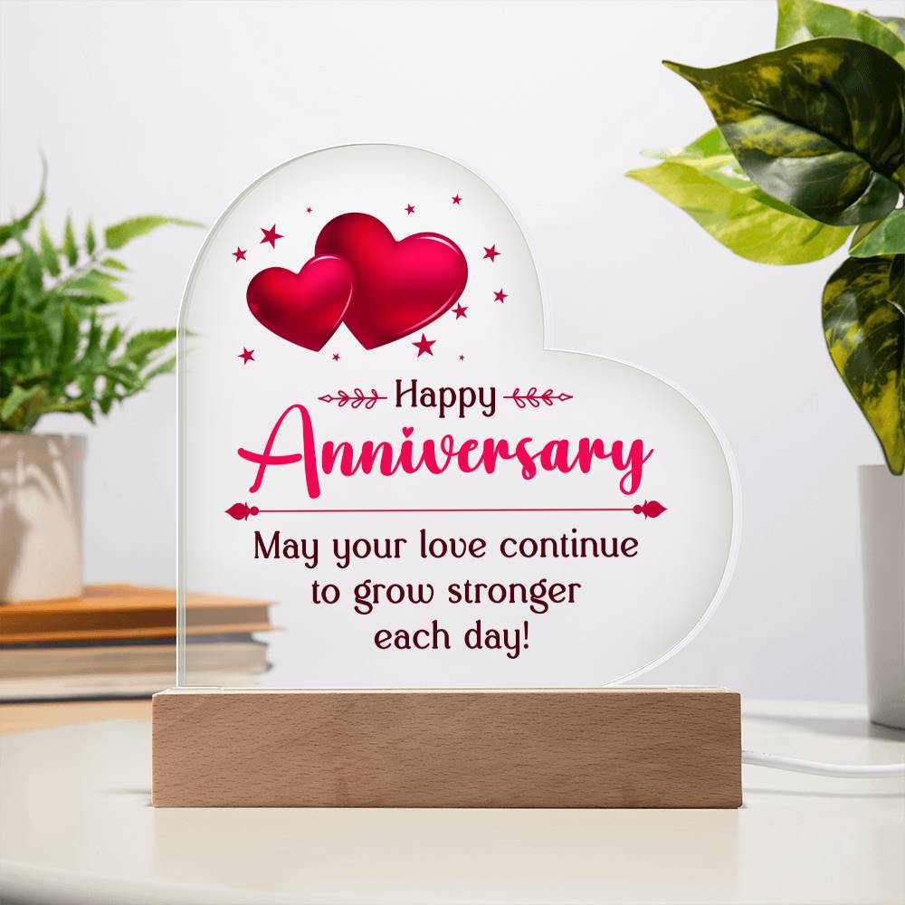 Acrylic Heart Plaque Happy Anniversary